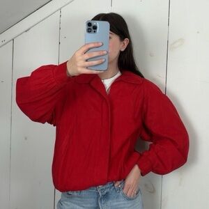 Vintage Siena Red Suede Collared Bomber Jacket Women’s Small Retro 80s Full Zip